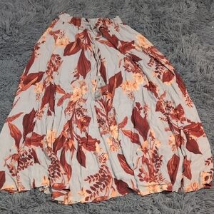 Melrose and Market Floral Maxi Skirt - Rust and Cream